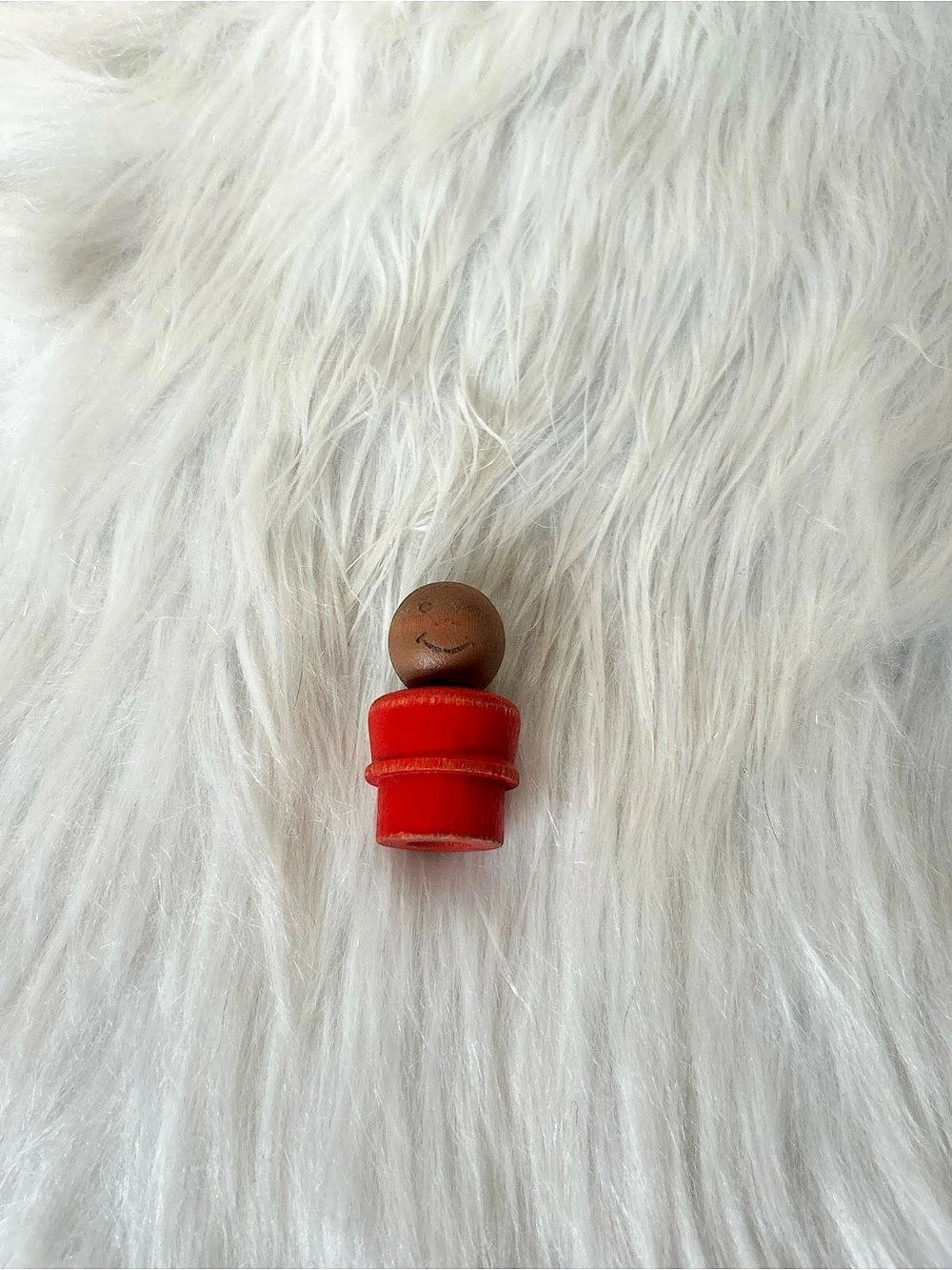 Fisher-Price Little People Vintage Figure (Red Body) ) Red Brown Small Figurine